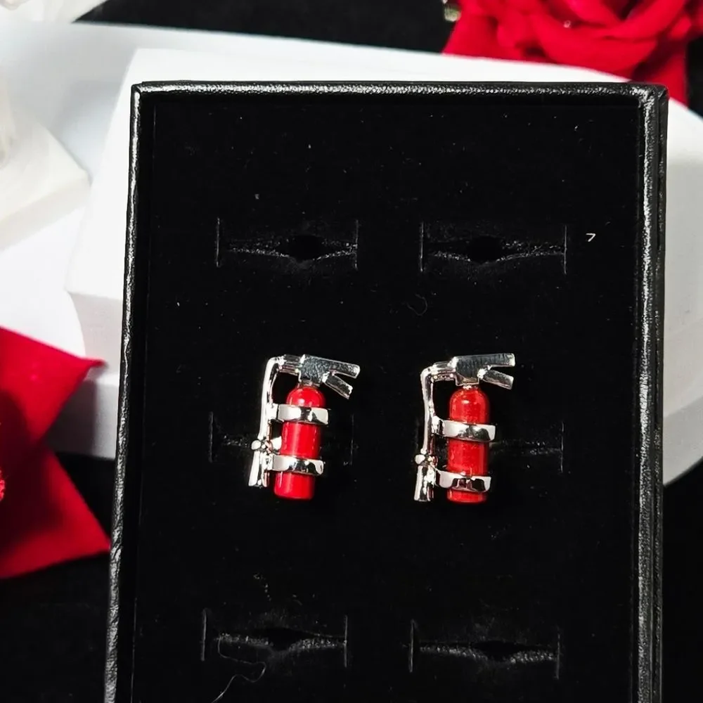 Fire Extinguisher Cufflinks Red Silver Firefighter First Responder Gift Formal